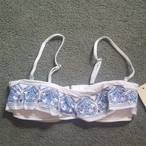 Roxy Sandy Tile Ruffle Bandeau Bikini Top